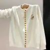 Cardigan de Punto Versátil de Manga Larga con Cuello Redondo Estilo Coreano Nuevo Otoño 2026 Abrigo Suéter Ropa Exterior Holgada Adelgazante para Mujer