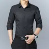 Camisas Masculinas de Manga Longa para Primavera e Outono, Camisas Masculinas de Manga Longa Slim Fit, Camisas Lisas Business Estilo Coreano, Cardigans Masculinos da Moda
