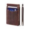Cartera de Cuero Genuino para Hombre de Moda Transfronteriza RFID Antirrobo Cepillada Multifuncional Delgada Ajustada Simple Plegable Doble Portatarjetas