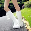 33-48 yardas talla grande Botas altas de tacón grueso de tacón alto impermeables con plataforma con cordones delanteros europeas y americanas transfronterizas W378