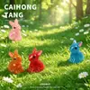 Figurinhas de coelho em resina brilhantes e coloridas, coelhos miniatura 3D com lantejoulas, decorações de micro paisagem de floresta, resina de desenho animado