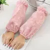 Mangas de Rede Rosa com Estampagem a Quente, Resistentes à Água e a Manchas, Camada Dupla de Inverno, Mangas Postiças Curtas com Punhos de Renda para Mulheres