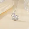 Yuebao Joias Prata Esterlina S925 Moissanita Diamante Completo Design de Cavalo de Balanço Colar Clavícula Fábrica de Origem Produtos Suporte a Lote Misto