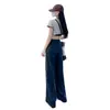 Jeans Preto Feminino Verão 2024 Novo Calça de Tencel Solta Perna Reta Cintura Alta Perna Larga Arrastando Calça Fina