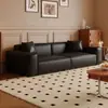 Nuevo Sofá de Bloque de Cuero con Acabado de Cera de Aceite Resistente a los Arañazos de Gato Estilo Retro 2025 para Sala de Estar, Sofá Recto Pequeño para Apartamento, Modelo Más Vendido