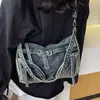 Bolso de mezclilla para mujer, nueva moda casual de verano de tendencia 2026, adecuado para la escuela y el trabajo, versátil bolso de hombro y bolso cruzado