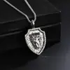 Collar con Colgante de Cabeza de Lobo Dominante con Escudo Incrustado de Diamantes Europeos y Americanos para Hombre Cadena Larga para Suéter Accesorios Personalizados de Nicho Hip-Hop Colgante