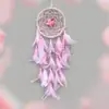 Fonte de Fábrica de Filtro dos Sonhos Sino de Vento de Pena Natural Rosa Decoração de Pendurar para Quarto de Menina Filtro dos Sonhos de Crochê