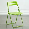 Silla plegable de plástico engrosado para uso doméstico, popular para sesiones de fotos, con respaldo, apilable para dormitorio, silla blanca simple y moderna
