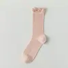 Calcetines de seda de morera para mujeres y niñas, estilo fino de verano, blancos, estilo ballet, encaje, borde con volantes, calcetines de burbujas, refrescantes, calcetines de longitud media hasta la pantorrilla