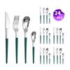 Venta caliente transfronteriza vajilla de acero inoxidable Serie Luna Creciente Cuchillo, tenedor y cuchara occidentales para 6 personas juego de 24 piezas traje de caja de color