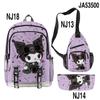 3D Novo Produto Estampado Periférico Sanrio kuromi kuromi Mochila Escolar Mochila Estojo de Lápis Bolsa de Ombro Conjunto de Três Peças