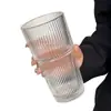 Vasos de vidrio apilables de estilo retro con rayas verticales para cafeterías, perfectos para Americanos helados, lattes y otras bebidas; tazas de café y vasos de agua de gran capacidad