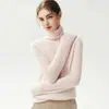 Suave y liso al tacto ~ suéter de cachemira 100% sin costuras para mujer, con cuello semi-alto, corte holgado y diseñado como una prenda interior de punto o capa base