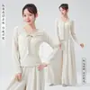 Ropa de Danza Clásica para Mujer, Nuevo Top de Lino con Cordones Ajustado de Manga Larga para Entrenamiento y Práctica Diaria de Adultos