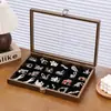 Almacenamiento de Joyas Caja de Exhibición de Joyas de Madera para Pendientes y Anillos Gran Capacidad Caja de Almacenamiento de Collares Decorativa Lujo Ligero Gama Alta