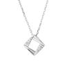 Collar Cuadrado Hueco de Plata Esterlina 999 Di Feng para Mujer Cadena de Clavícula Elegante Japonesa y Coreana Retro ins Cadena Lanosa Estereoscópica con Incrustaciones de Diamantes