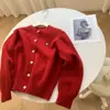 Cárdigan de Punto Suave y Favorecedor con Estampado de Gatos Estilo Coreano, Nuevo para Otoño/Invierno 2026, Corte Holgado Versátil, Abrigo Suéter Adelgazante