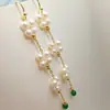 Brincos com Pérolas Naturais de Água Doce, Joia Pequena Flor Gancho de Orelha de Luxo Leve, Fio de Orelha Galvanizado a Ouro Real 18K, Pérolas de Casamento Zhuji