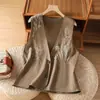 Colete de Algodão e Linho com Bordado Pesado para Mulheres, Novo Estilo de Verão, Artístico e Fashion, Jaqueta Elegante sem Mangas para Camadas