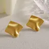 Brincos Metálicos Escovados em Formato de Diamante Modernos com Estilo Minimalista de Alto Padrão, Design Irregular, Design de Nicho, Brincos Elegantes para Mulheres