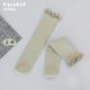 Meias Infantis de Cano Médio com Borda de Renda para Primavera e Outono, Meias de Renda para Meninas, Algodão Penteado Versátil, Meias Ribbed Sem Calcanhar para Bebê Menina, Par Pai-Filho