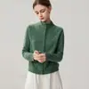 Cárdigan de cachemira de cuello medio alto, nuevo estilo otoño e invierno, chaqueta de punto tejida a mano para mujer con botones de un solo pecho, suéter casual versátil y elegante