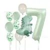 Conjunto de Balões de Aniversário de Dinossauro Verde Fosco Transfronteiriço 40 polegadas Conjunto de Balões Temáticos de Número Verde Oliva para Festa de Aniversário