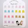 Nuevos Accesorios para Uñas Serie Oso Transparente de Dibujos Animados, Lindos Animales de Color Sólido Tridimensionales para Uñas y Cabello, Accesorios de Resina