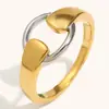 Anel Geométrico Europeu e Americano Transfronteiriço Aço Inoxidável Banhado a Ouro 18K Design de Nicho Personalidade Criativa Joias Douradas Femininas