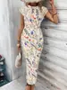 Vestido largo a rayas con cuello redondo y manga corta, elegante, con cinturón a la cintura, transfronterizo, para mujer, verano 2026. Moda Femenina de Alta Gama