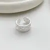 Anillo de Textura Tejida Dulce para Mujer, Borde Ancho Geométrico, Anillo Abierto de Moda Versátil, Tendencia de Anillo para Dedo Índice Estilo Ins