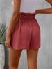 2025 Amazon Shorts Casuales para Mujer 2023 Verano Nuevo Europeo y Americano Color Sólido Cintura Alta Volantes Sueltos Pantalones Rectos