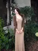 Vestido Cardigan de Punto Color Café Otoño Temprano Conjunto de Falda Larga para Mujer Estilo Coreano Ajuste Relajado Conjunto Completo Heredera Gentil