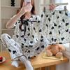 Pijama de Algodão Yunduo Nova Bolo de Manteiga Conjunto de Três Peças Verão Fino Desenho Animado Fofo Vestível Roupa de Casa
