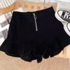 Shorts de Cintura Alta Emagrecedores com Zíper e Babados de Perna Larga para Mulheres 2024 Novo Design de Verão Doce Casual Hot Pants