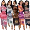 X3766 Outono/Inverno Novo Estilo Europeu e Americano Aliexpress Amazon Sexy Renda Transparente Estampa Posicional Vestido Dólar