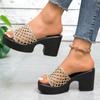 Sandalias de Verano Nuevas con Plataforma Gruesa, Cortadas, de Tacón Alto 2025 para Mujer, Talla Grande, Transfronterizas, Punta Abierta, Elegantes Zapatillas 43