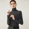 Nova camada base de gola alta de tricô para outono e inverno para mulheres, justa ao corpo, fina, suéter de cashmere, suéter de gola alta versátil