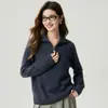 Suéter de Cachemira con Cuello Semiabierto Jaspeado para Mujer, Cárdigan Grueso de Punto Holgado con Cremallera, Capa Base Casual Perezosa Adelgazante de Invierno
