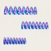 Rombos Multifacéticos Estéreo 3D Fantasía Metal Galvanizado Brillante Manicura Moda Europea y Americana Cabeza Redonda Almendra Azul Uñas Postizas