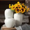 Jingdezhen Branco Nórdico Retrô Moderno Criativo Decoração de Casa Ornamentos Cerâmicos com Flores Secas e Vaso de Romã Frete Grátis
