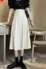 2026 Falda Midi de Color Liso Beige Fluida Cintura Alta Adelgazante Falda Línea A Falda Negra para Mujer Primavera Verano Falda Larga