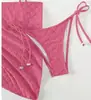 Novo Roupa de Banho Europeia e Americana 2024 Biquíni Sexy Maiô de Três Peças Bikini Feminino Comércio Exterior Transfronteiriço