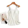 Camisole de Algodão Peça Única com Bojos Embutidos para Primavera e Verão, Anti-Exposição, Corte Justo, Roupa Íntima Confortável para Camada Base