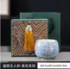 Taza de Té de Plata Dorada Taza Maestra Juego de Té Kung Fu de Alta Gama Taza Individual de Cerámica Caja de Regalo para Taza de Té para Ancianos, Clientes y Líderes