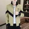 Chaqueta de Primavera y Otoño con Cuello Alto para Hombre, Estilo Coreano Ajustada, de Gama Alta, Elegante, Cortavientos Casual Corto, Abrigo de Primavera para Hombre