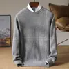 25 Suéter de Cachemira Otoño e Invierno para Hombre Cuello Redondo Jersey Color Sólido Holgado Casual de Negocios Tejido Básico Suéter de Lana Suéter Auténtico