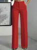 Pantalones largos casuales de estilo traje para mujer, de cintura alta, adelgazantes y fluidos, pierna ancha recta, nuevo para el otoño, transfronterizo europeo y americano 2026