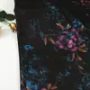 Fundo Preto Tecido Acetato Floral Colorido Dupla Face Tecido Estampado Vintage Estilo Chinês Vestido Cheongsam Tecido Estampado Feminino